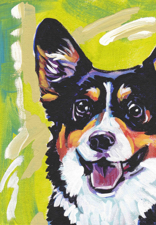 Tri Color Pembroke Welsh Corgi art print pop dog art bright colorful dog portrait art 8.5x11