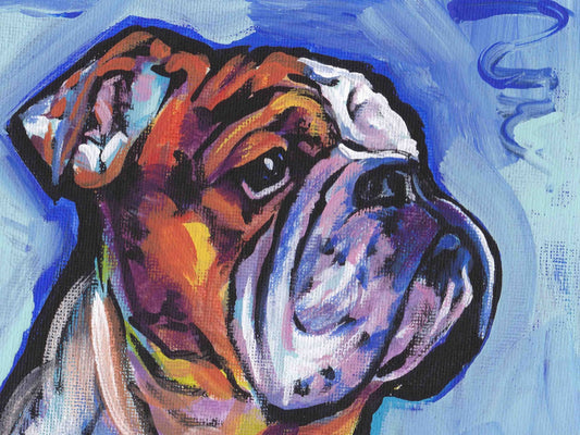 Bulldog art print pop dog art bright colorful dog portrait art 12x16 by LEA
