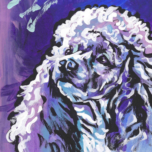 Silver poodle dog art portrait  print pop art bright colorful dog 12x12