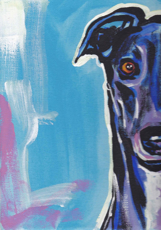 Greyhound Dog portrait art print modern pop art bright colors 13x19