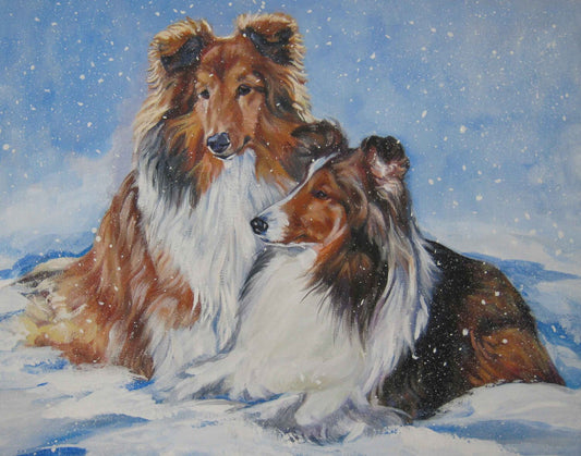 Shetland Sheepdog SHELTIE dog art canvas PRINT of LAShepard painting 11X14"