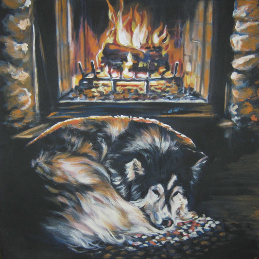 Alaskan Malamute portrait art canvas print of LAShepard dog painting 12x12