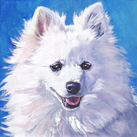 Volpino Italiano portrait canvas print of LA Shepard painting 8x8 Dog art