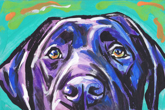 Labrador Retriever modern Dog art print black lab pop dog art bright colors