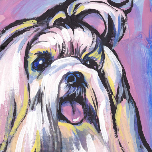 Maltese portrait art print pop dog art bright colors 12x12"  LEA