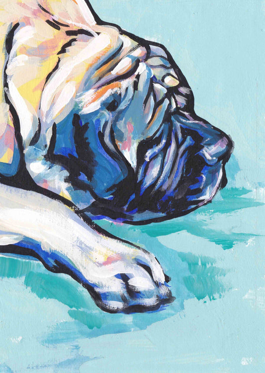 Mastiff "A Light Nap for an American Mastiff" Giclée Print of Original Painting by LEA