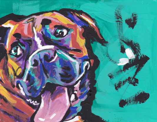 Boxer portrait giclee print pop art bright colors 13x19" modern Dog art