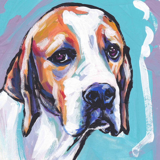 English Pointer portrait of colorful print modern pop dog art painting 8x8