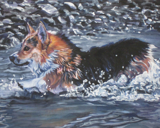 Pembroke Welsh CORGI dog ART PRINT of LAShepard painting 8x10