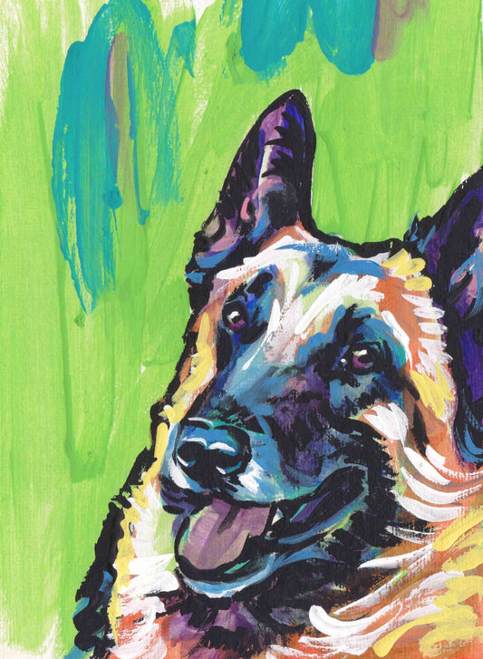 Belgian Malinois portrait giclee print of painting pop dog art bright colors 13x19" LEA
