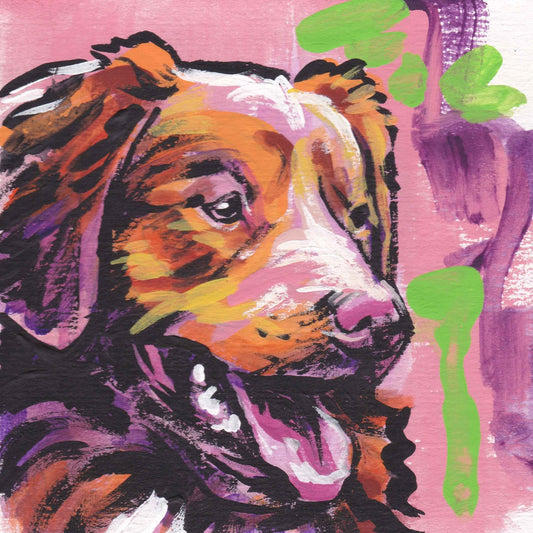 Nova Scotia Duck tolling Retriever TOLLER  DOG portrait PRINT of pop art painting 8x8