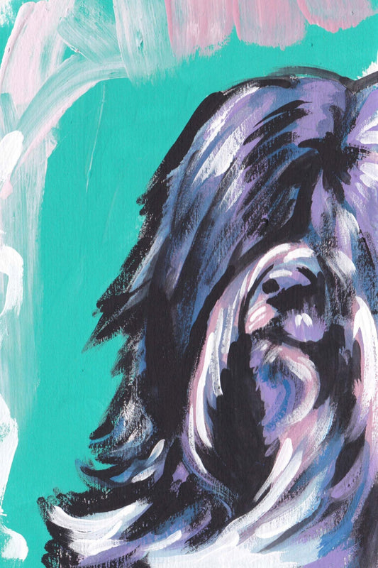 Tibetan Terrier portrait giclee print of pop art dog painting bright colors 13x19"