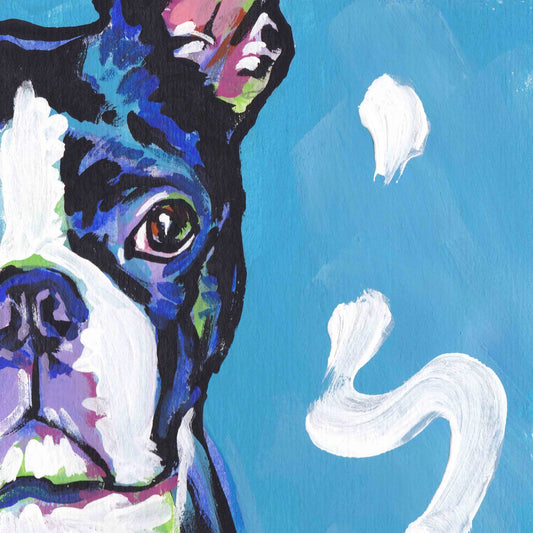 Boston Terrier portrait giclee print of pop art dog painting bright colors13x19" LEA