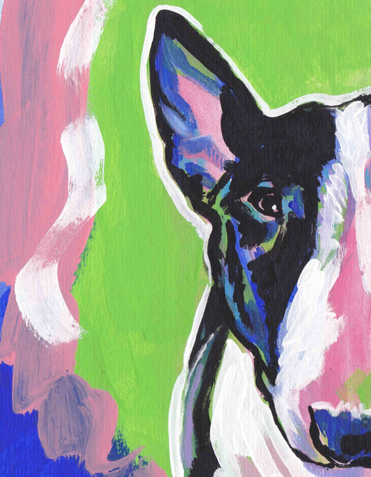 Bull Terrier giclee art print of  pop art dog painting bright colors 8.5x11
