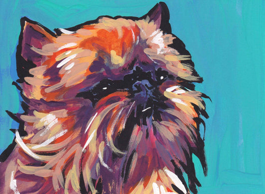 Brussels griffon portrait  print of pop dog art painting bright colors 13x19" giclee print