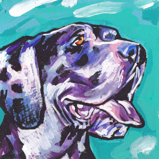 Harlequin Great Dane art print of pop art dog painting bright colors 12x12"