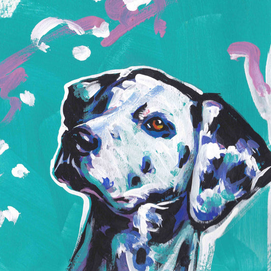 Dalmatian dog portrait art print of modern pop art painting bright colorful 8x8