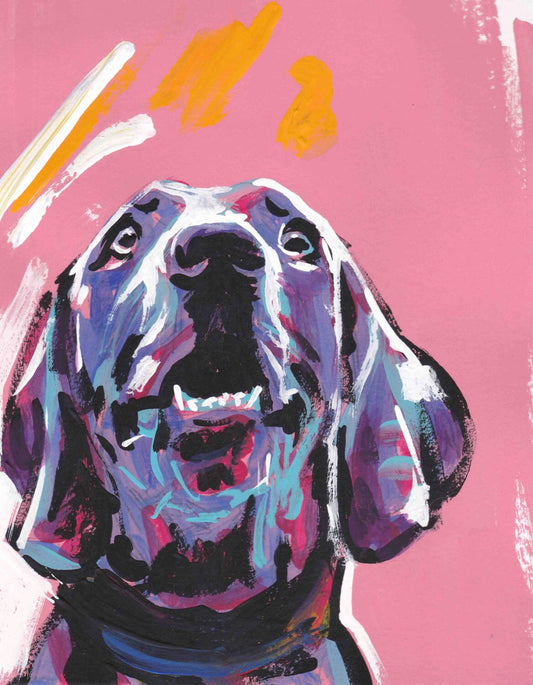 Weimaraner art print of painting pop dog art modern portrait bright colors 8.5x11"