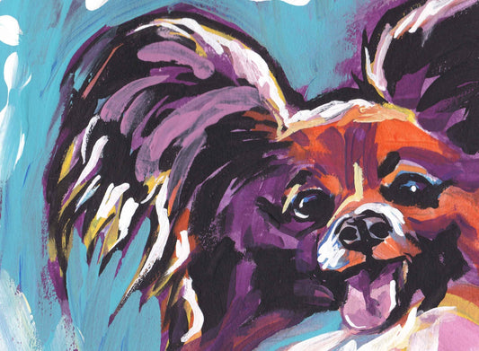 Papillon dog art print of pop art painting bright colorful portrait 13x19"