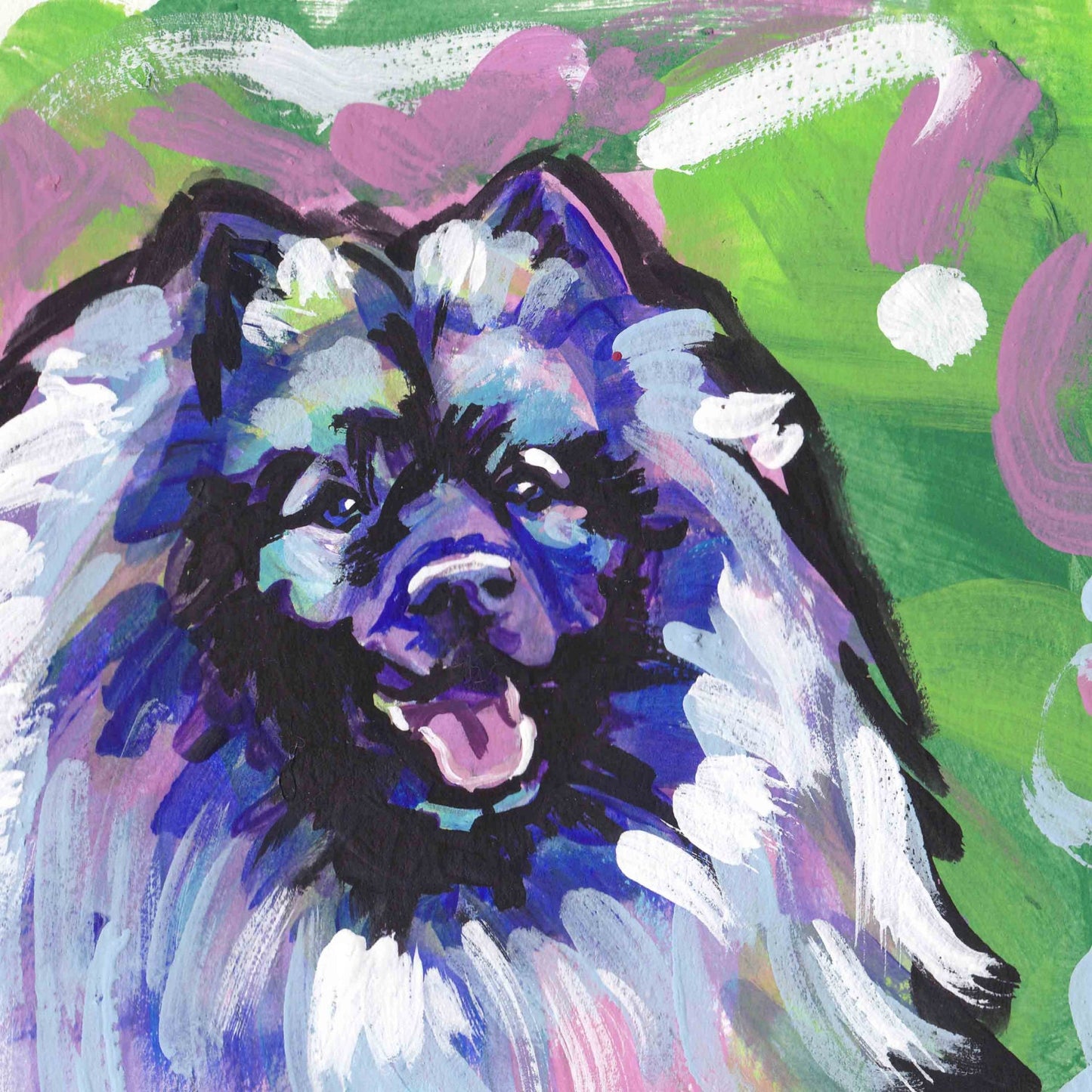 KEESHOND art print of pop dog art painting bright colors 12x12
