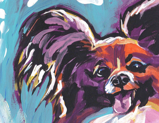Papillon dog art print of pop art painting bright colorful portrait 8.5x11" LEA
