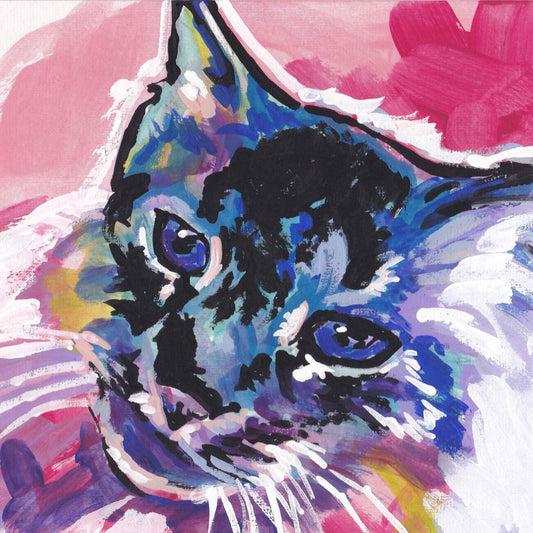 tabby Cat kitten art print pop art bright colorful cat portrait art 8x8  by LEA
