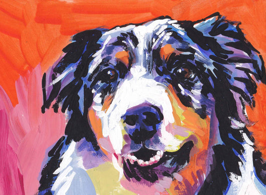 Australian Shepherd portrait modern Dog art print blue merle aussie pop dog art bright colors 13x19