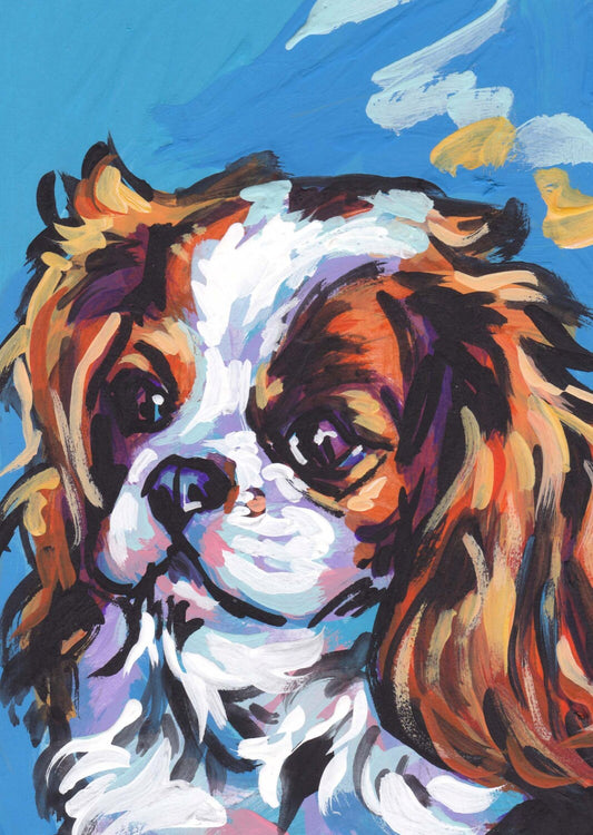 blenheim Cavalier King Charles Spaniel print of modern Dog pop art painting bright colors 8.5x11