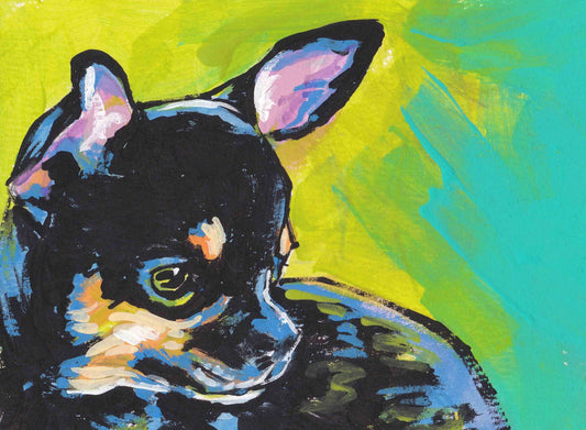 black and tan Chihuahua modern Dog art print pop dog art bright colors 13x19" LEA