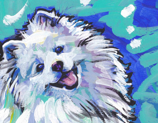 American Eskimo Dog portrait giclee print of pop art dog painting bright colors 8.5x11"
