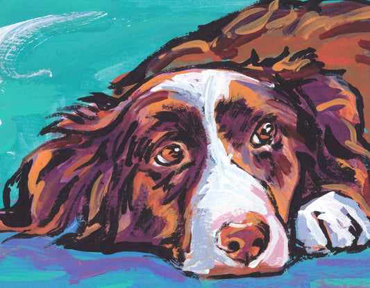 BORDER COLLIE dog portrait art PRINT of pop art painting 8.5x11"