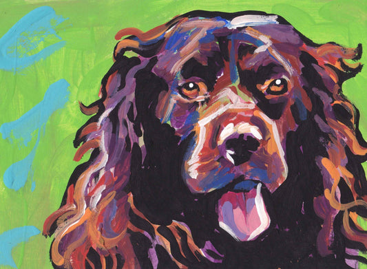 Boykin Spaniel Dog portrait art print modern pop dog art bright colors 13x19