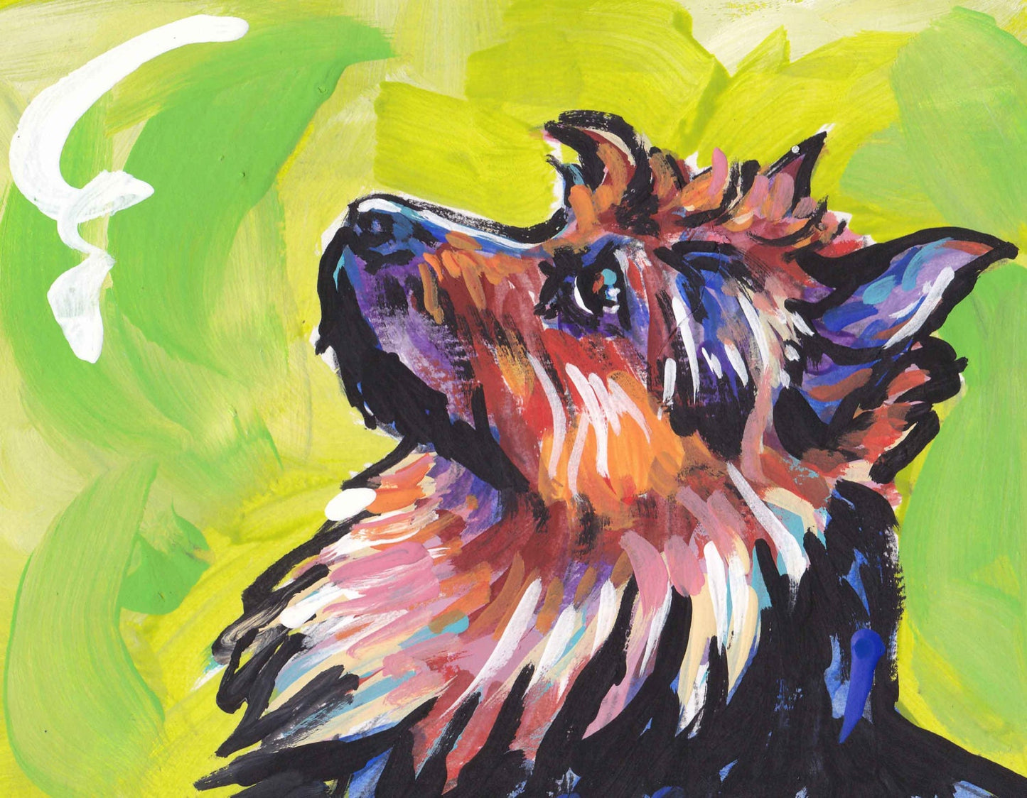Australian Terrier Dog portrait art print of modern pop art painting bright colors 8.5x11"
