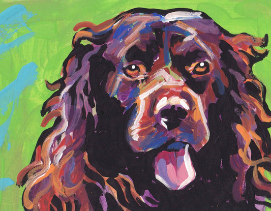 BOYKIN SPANIEL Dog portrait art PRINT of modern pop art painting 8.5x11