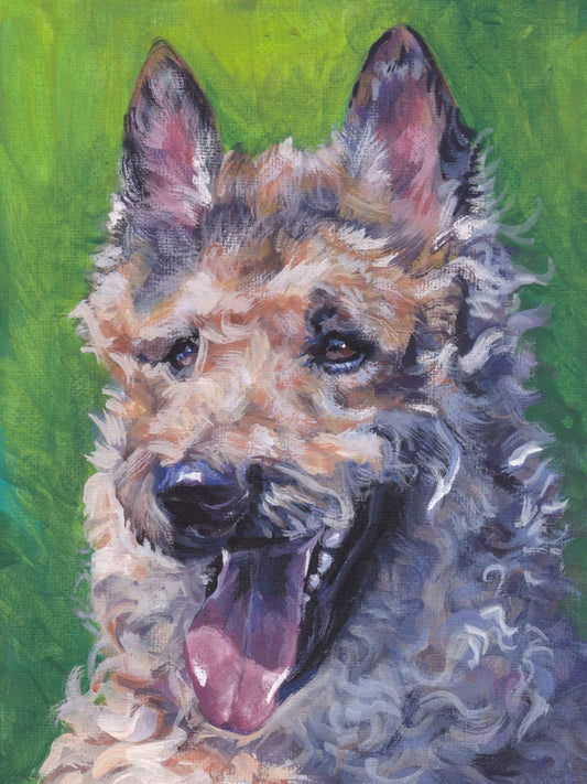 Belgian Laekenois portrait dog art CANVAS print of LAShepard painting 8x10