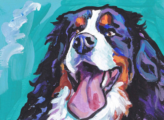 Bernese Mountain Dog print of modern pop art painting bright colorful portrait 8.5x11