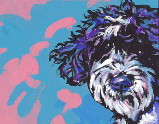 Portuguese Water Dog print of pop art painting bright colorful art 8.5x11"