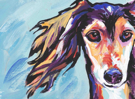 SALUKI hound Dog PORTRAIT ART print of modern pop art painting bright colors 13x19