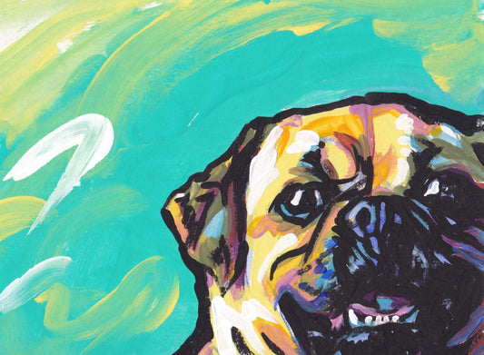 puggle portrait print of pop art dog painting bright colors 8.5x11" LEA
