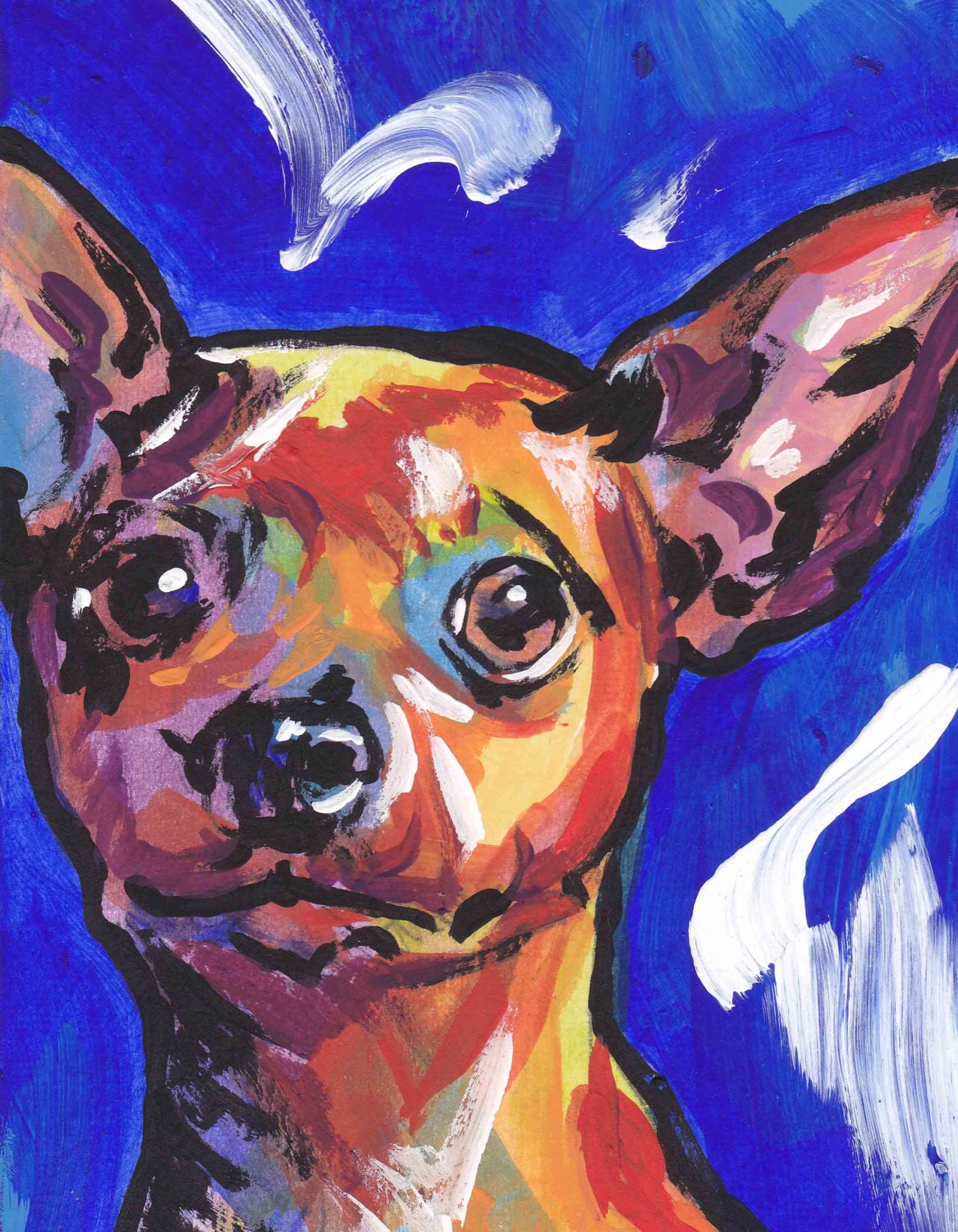 red Miniature Pinscher MIN PIN dog art PRINT pop art  8.5x11"