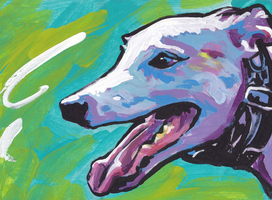 Greyhound Dog portrait art print modern pop dog art bright colors 8.5x11 giclee print