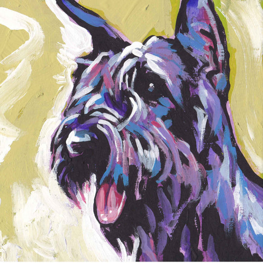 Giant Schnauzer dog portrait art print modern Dog pop art bright colors 12x12