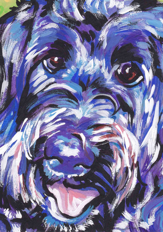 LABRADOODLE dog art portrait print of pop art painting bright colors 8.5x11"