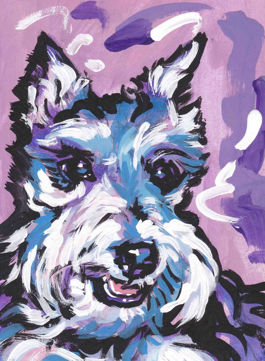 Schnauzer dog portrait art print of modern pop art painting bright colors 13x19