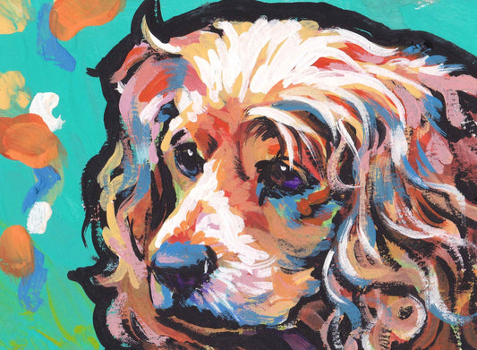 English cocker Spaniel art print of pop art painting bright colorful dog portrait 13x19