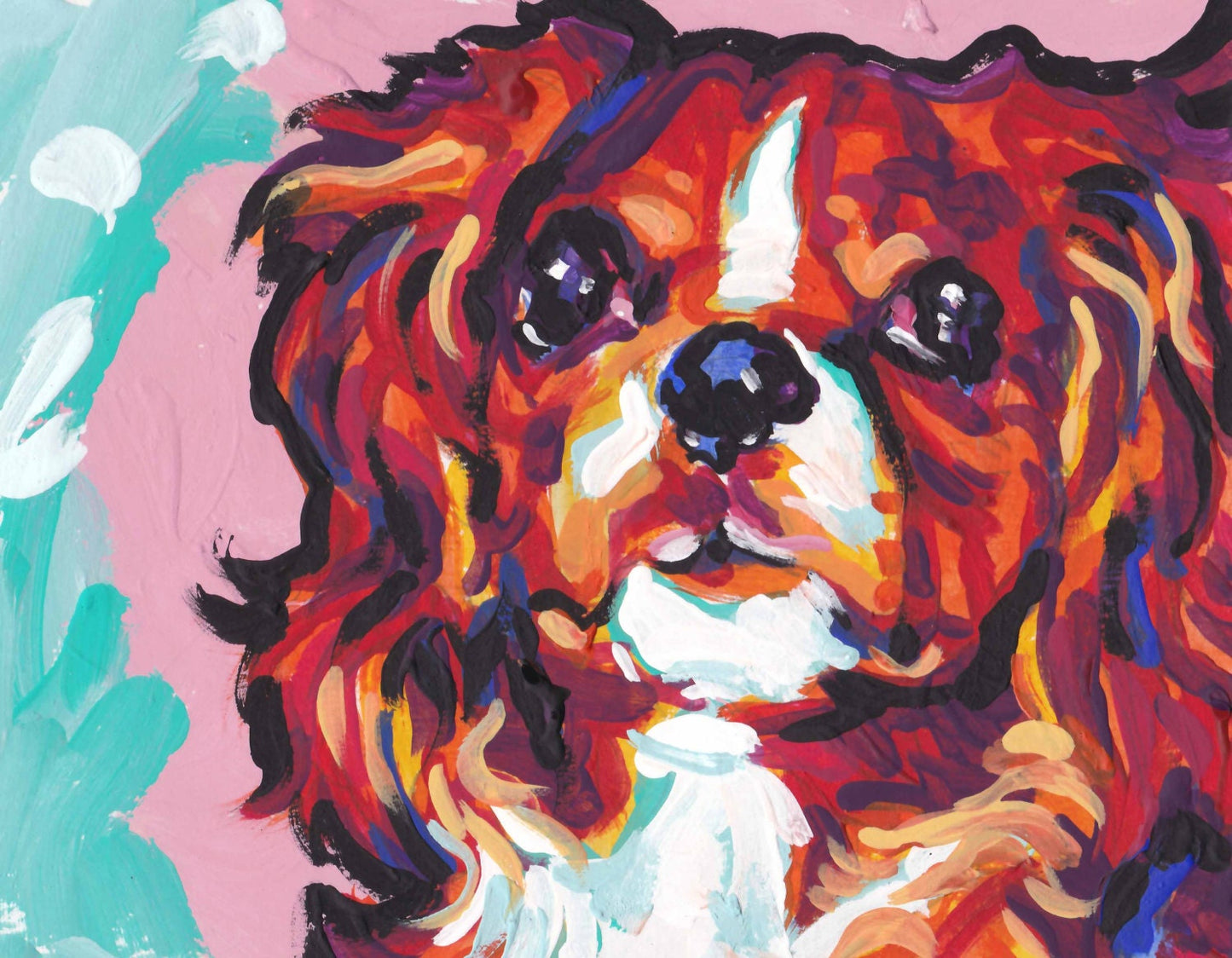 Cavalier King Charles Spaniel print of modern Dog pop art painting bright colors 8.5x11