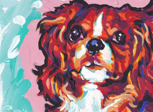 Cavalier King Charles Spaniel print of modern Dog pop art painting bright colors 13x19