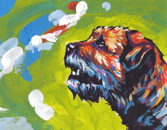 Border Terrier art print pop dog portrait art bright colors 8.5x11"