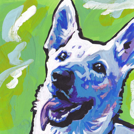 white German Shepherd modern Dog art print pop dog art bright colors 12x12