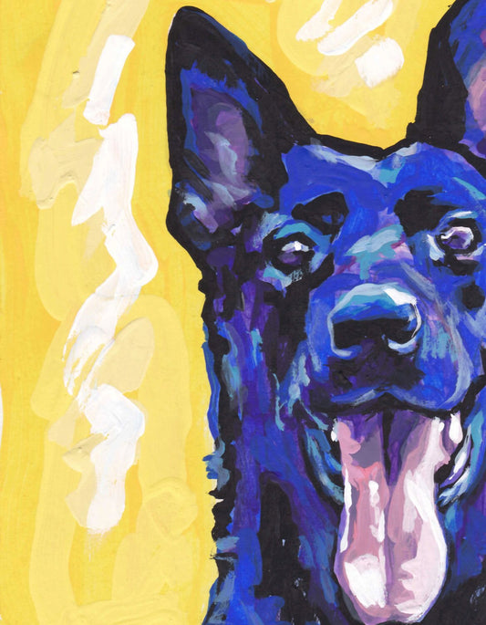 Black German Shepherd modern Dog art print pop dog art bright colors 8.5x11